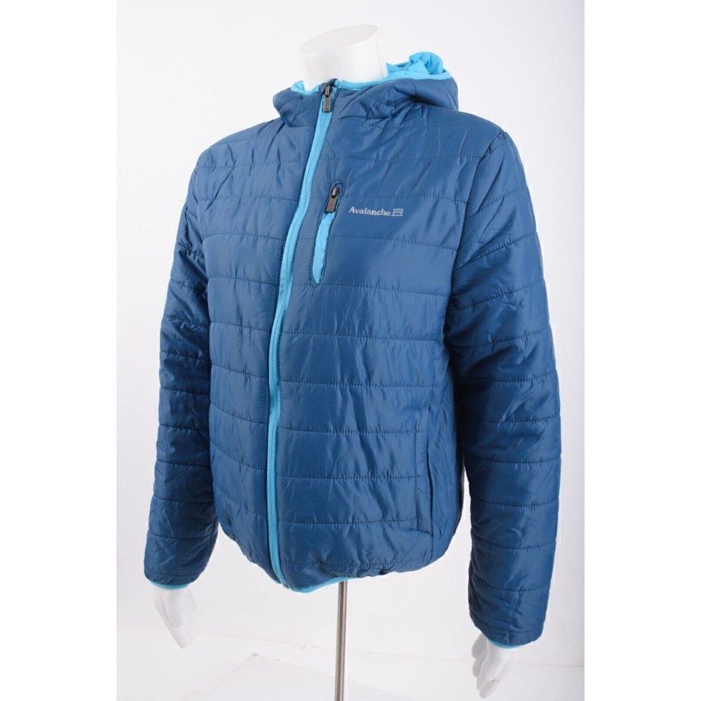 Avalanche Outdoor Supply Co kids Puffer Jacket Coat Blue Hooded Zip Sz 14-16 - Picture 2 of 5